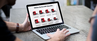 Konfiguration eines DAF Trucks auf Laptop